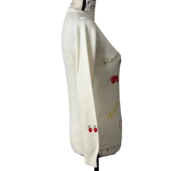 Sir Robert Embroidered Casino-Themed V-Neck Sweater Vintage Vegas Reno Gamble XS - Picture 2 of 5